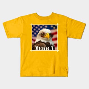 Funny Patriotic Eagle MERICA! Happy Birthday America! Kids T-Shirt